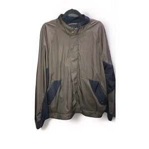 FootJoy DryJoys Jacket Mens Large Brown Full Zip Snap Houndstooth Rain Jacket